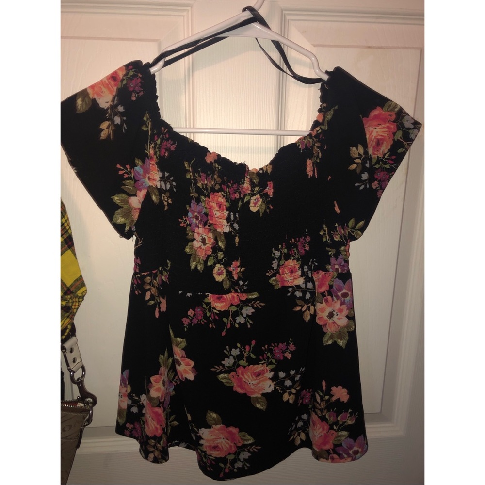Flower off the shoulder shirt